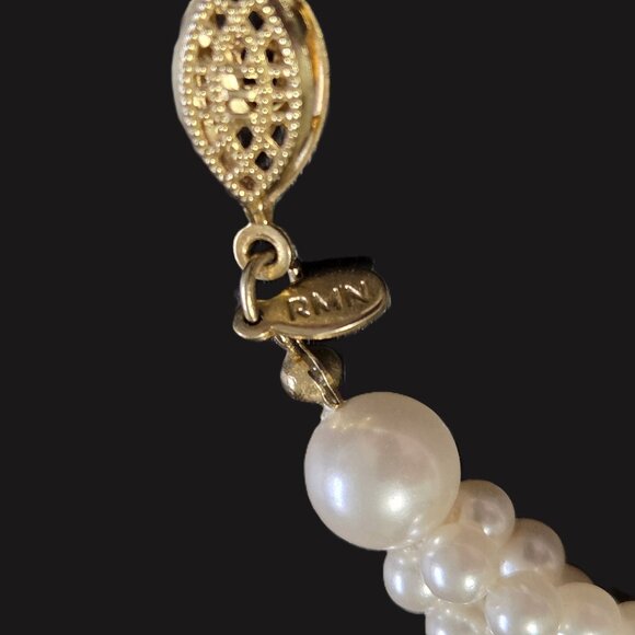 Timeless RMN Faux Pearl Graduated Twisted Triple Strand Necklace - Picture 6 of 8